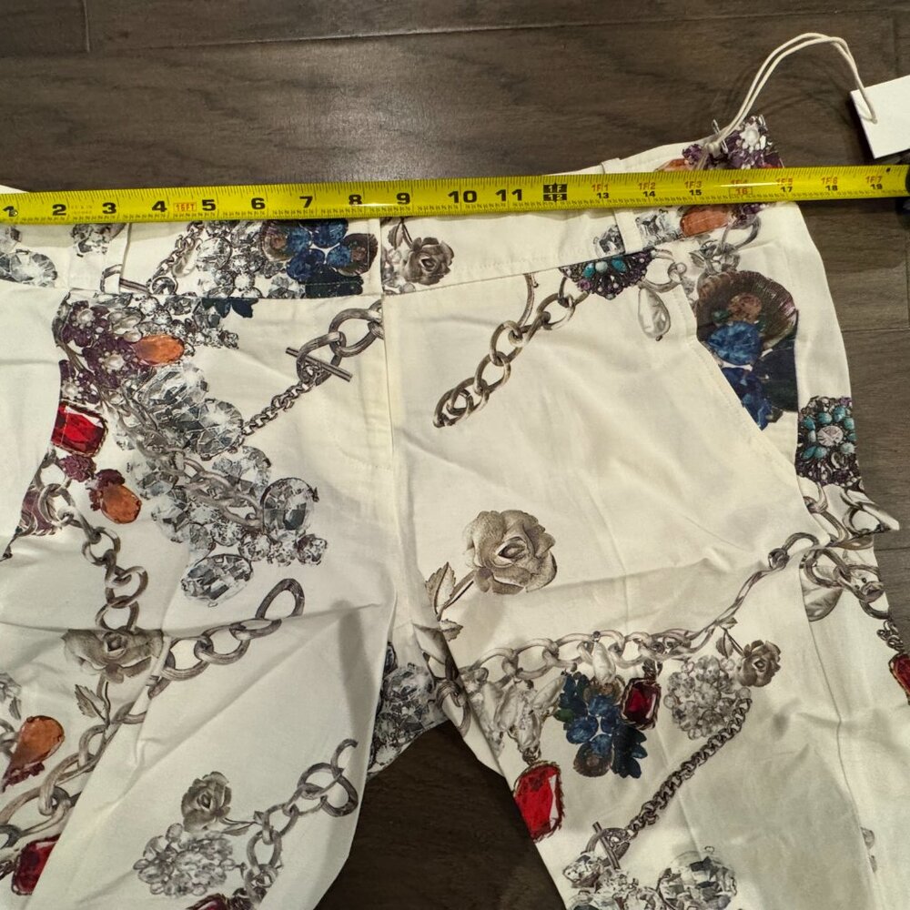 Camilla and Marc Marie Trouser White Jewel Print Pants Straight leg Cropped 6 - Picture 14 of 16